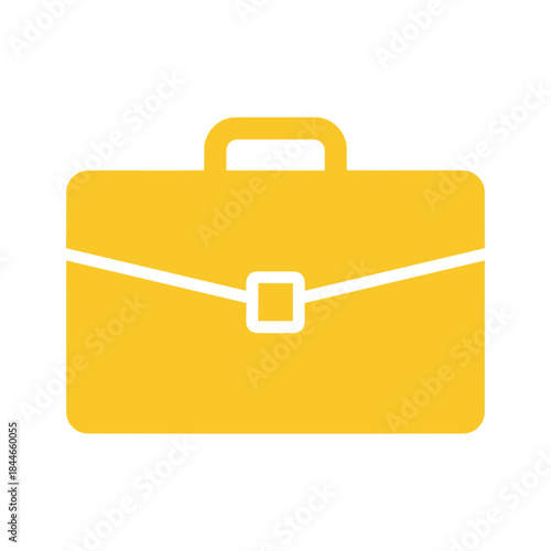 Simple yellow briefcase icon on white background