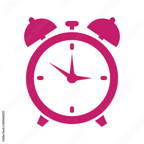 Alarm clock icon in pink color