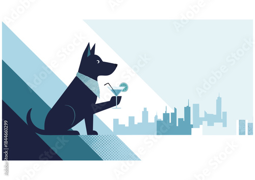 Stylized wolf silhouette in blue, representing wildlife and nature

