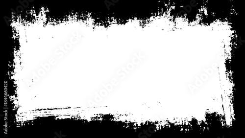 Worn frame on white background. Grunge template. Rough concrete wall texture. Overlay pattern.