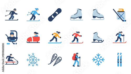 Collection of Winter Sports Icons and Symbols.
