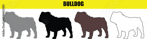 Diverse artistic representations of the charming bulldog breed vector images