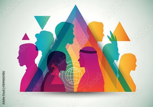 Abstract Multicultural Unity Silhouette Design