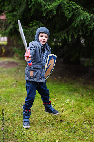 Kid boy in knight costume