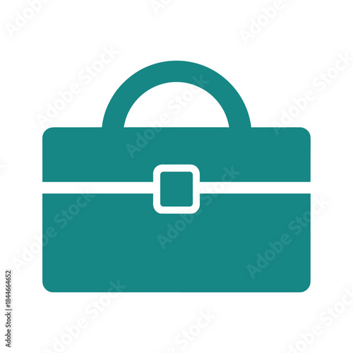 Simple teal briefcase icon on white background