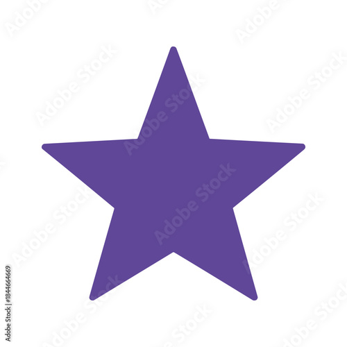 Purple five pointed star on white background
