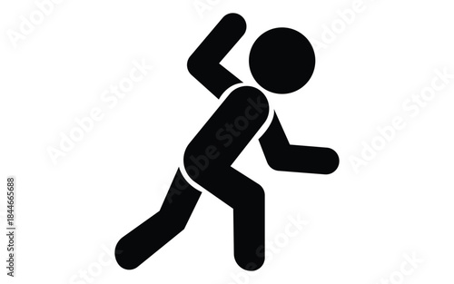 Black and white simple icon of person running or starting race