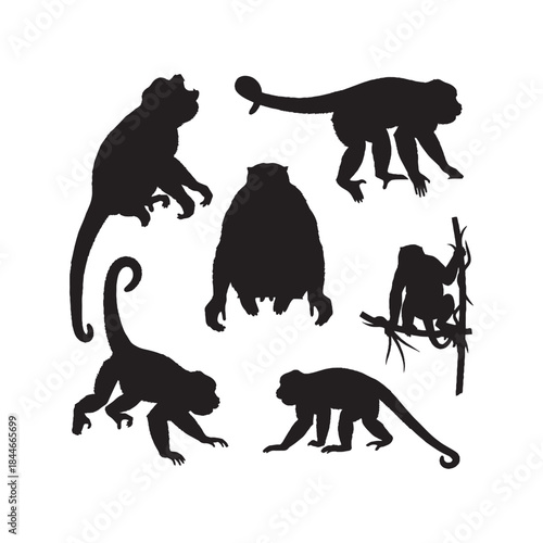 Howler Monkey Silhouettes Collection,Howler Monkeys Silhouettes,Vector Howler Monkey Silhouettes,Primate Silhouettes,howler monkey vector