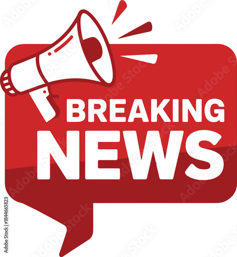 Breaking news announcement with megaphone illustration