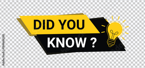 Did You Know Light Bulb Banner Flat Design Knowledge Question Label