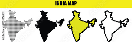 India Map Silhouette Collection with Transparent Background