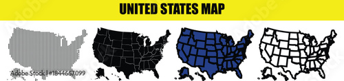 United States Map Collection with Various Designs and Colors