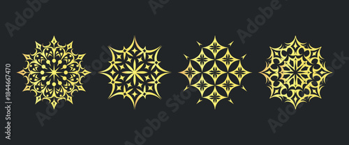 Elegant golden star patterns set on a dark background showcasing intricate decorative motifs
