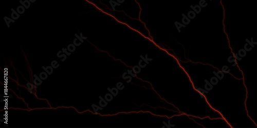 Black, red Marble Texture Template Background. Abstract Watercolor Vector brown and black cracked. Lightning Effect Overlay, Isolated Electric Thunderstorm Bolt Strikes on Dark Night Sky Background
