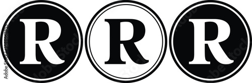 Registered trademark symbol variations set, R letter in circle icons, copyright and branding marks, black and white legal sign vector illustrationRegistered trademark symbol variations set, R letter i