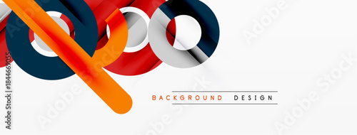 Abstract design features layered ribbons, vibrant colors, modern aesthetic. Clean lines create dynamic visual impact. Simple background enhances shapes.