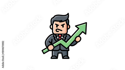 Businessman holding a rising graph, symbolizing financial growth and positive economic trends