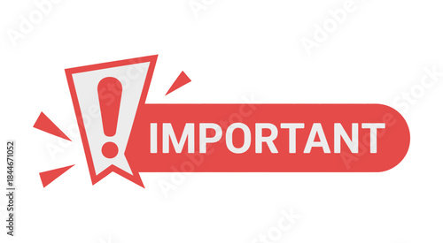 A modern digital icon signifying importance with a red banner and exclamation mark