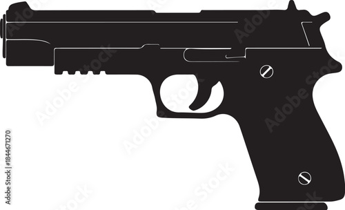 Black Silhouette of a Semi- Automatic Handgun with Slide and Grip also transparent background semi-automatic