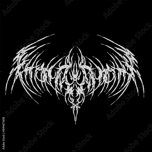Gothic Y2K style brutal tribal tattoo sticker, poster, and t-shirt vector