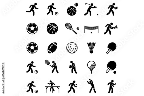 sports icons set,
Ball Sports Icon Set – Vector Silhouette Sports Icons