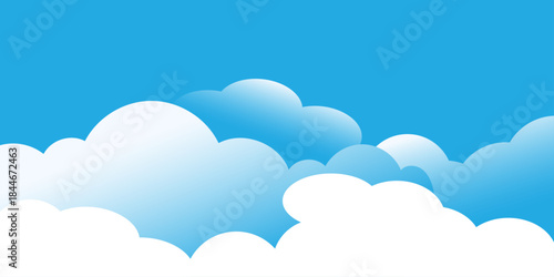 Clear sky background cloudy. Beautiful bright blue sky design. Vector illustration.