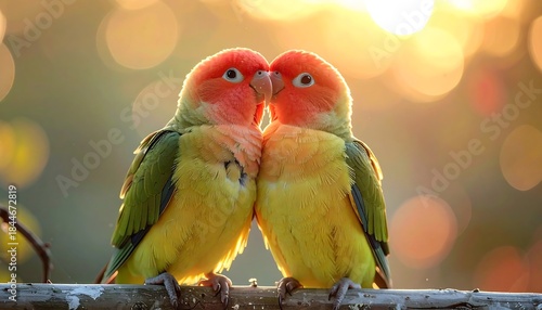Two lovebirds in golden light