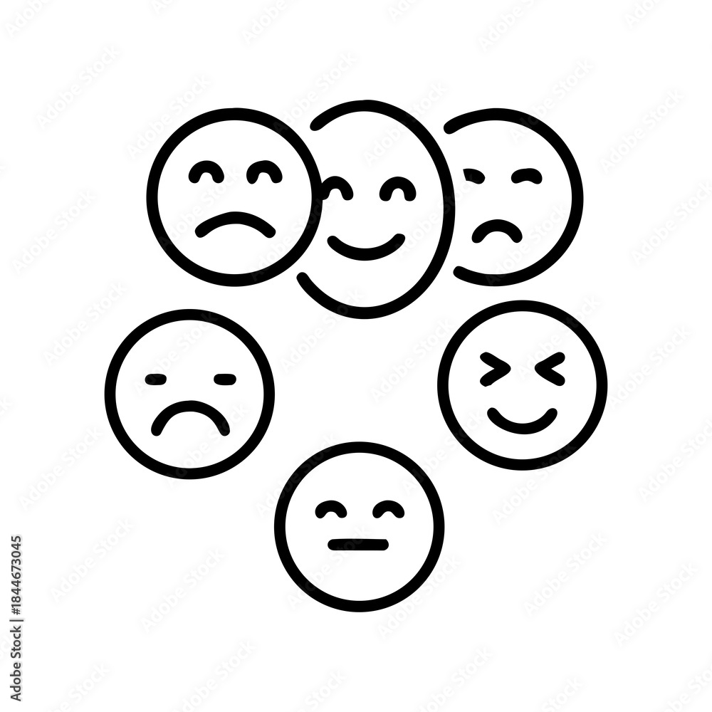 Fototapeta premium Collection of emoticon faces showing different emotions