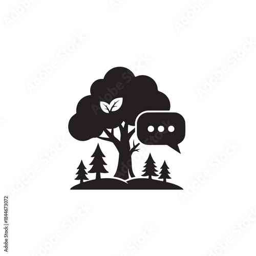 Nature Communication Tree Icon – Sustainability Environmental Message Vector