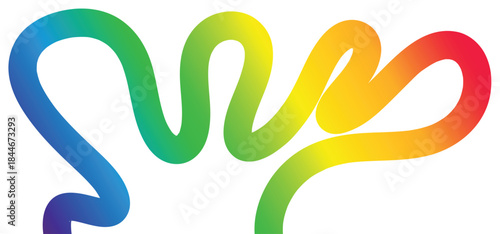 Color Line Gradient Shapes with Abstract Vector Wave Ribbon Pattern and 3D Rainbow Swirl Lines Isolated