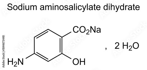 Sodium aminosalicylate dihydrate, chemical structure of sodium aminosalicylate dihydrate, drug substance