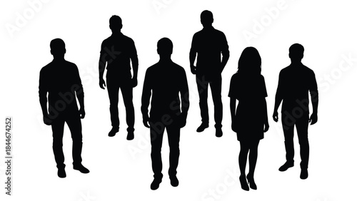 A group of people standing together depicted as a stark black silhouette