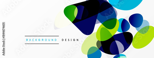 Abstract vector illustration. Overlapping colorful shapes create dynamic background. Modern design elements, vibrant hues, clean aesthetic.