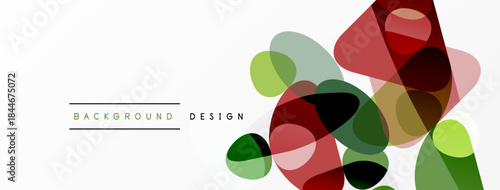 Abstract colorful shapes overlap white space. Modern design elements create dynamic visual texture. Simple, clean aesthetic.