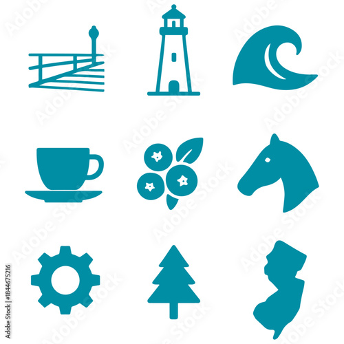 vector isolated blue color New Jersey traditional cultural symbols