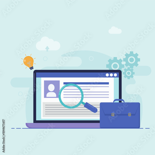 Illustration of Digital Recruitment System and Professional Candidate Search