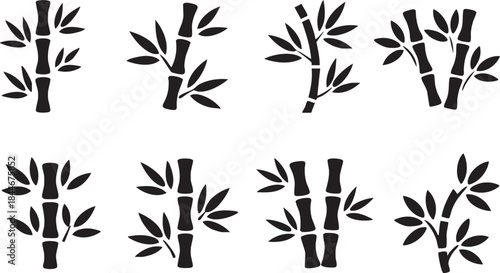 bamboo icon set. Linear style sign for mobile concept and web design. bamboo symbol illustration on white background