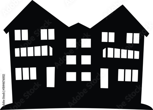residential apartment block icon silhouette vector illustration on transparent background