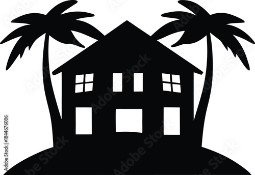 resort building icon silhouette vector illustration on transparent background