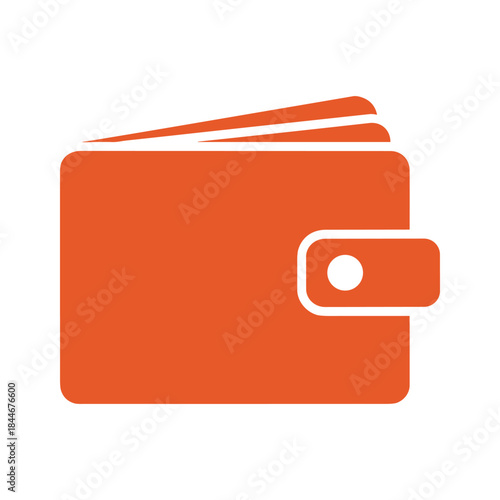 Simple orange wallet icon with snap closure