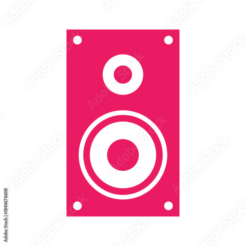 Pink speaker icon representing audio equipment