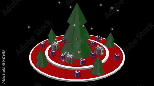 Christmas Tree Gift Loop 4K  Alpha Channel