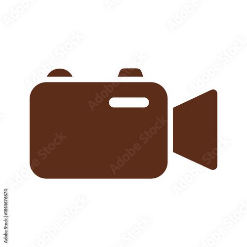 Simple brown video camera icon on white background