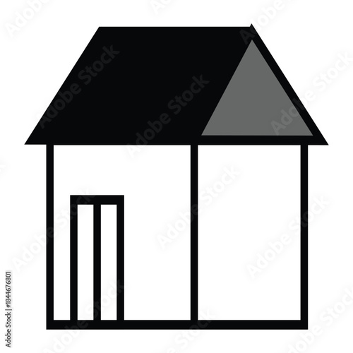 Editable Black and White House Vector EPS Design for Architects, Graphic Designers, and Creative Projects .Fully Scalable Vector Illustration of a Classic Home Facade with Clean Lines.