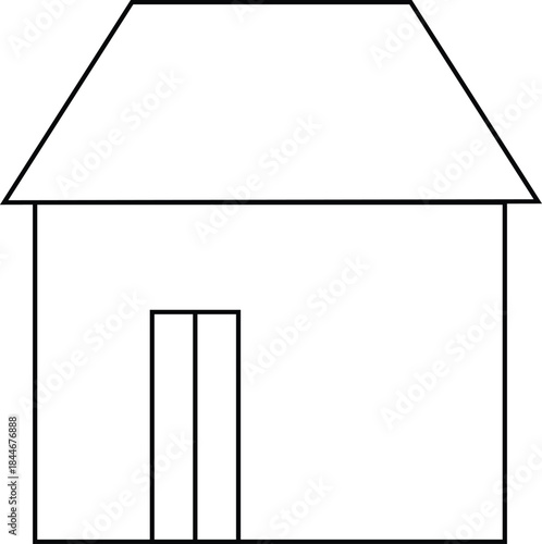 Editable Black and White House Vector EPS Design for Architects, Graphic Designers, and Creative Projects .Fully Scalable Vector Illustration of a Classic Home Facade with Clean Lines.