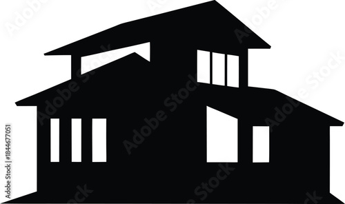 contemporary villa icon silhouette vector illustration on transparent background