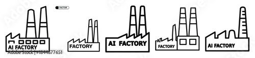 ai factory line art icon set. ai and robotics outline icons collection.
