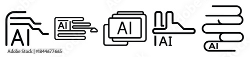 ai flow line art icon set. ai and robotics outline icons collection.