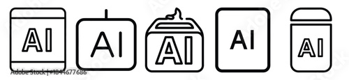 ai holograph line art icon set. ai and robotics outline icons collection.