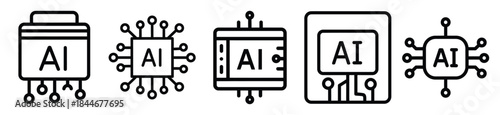 ai innovation line art icon set. ai and robotics outline icons collection.